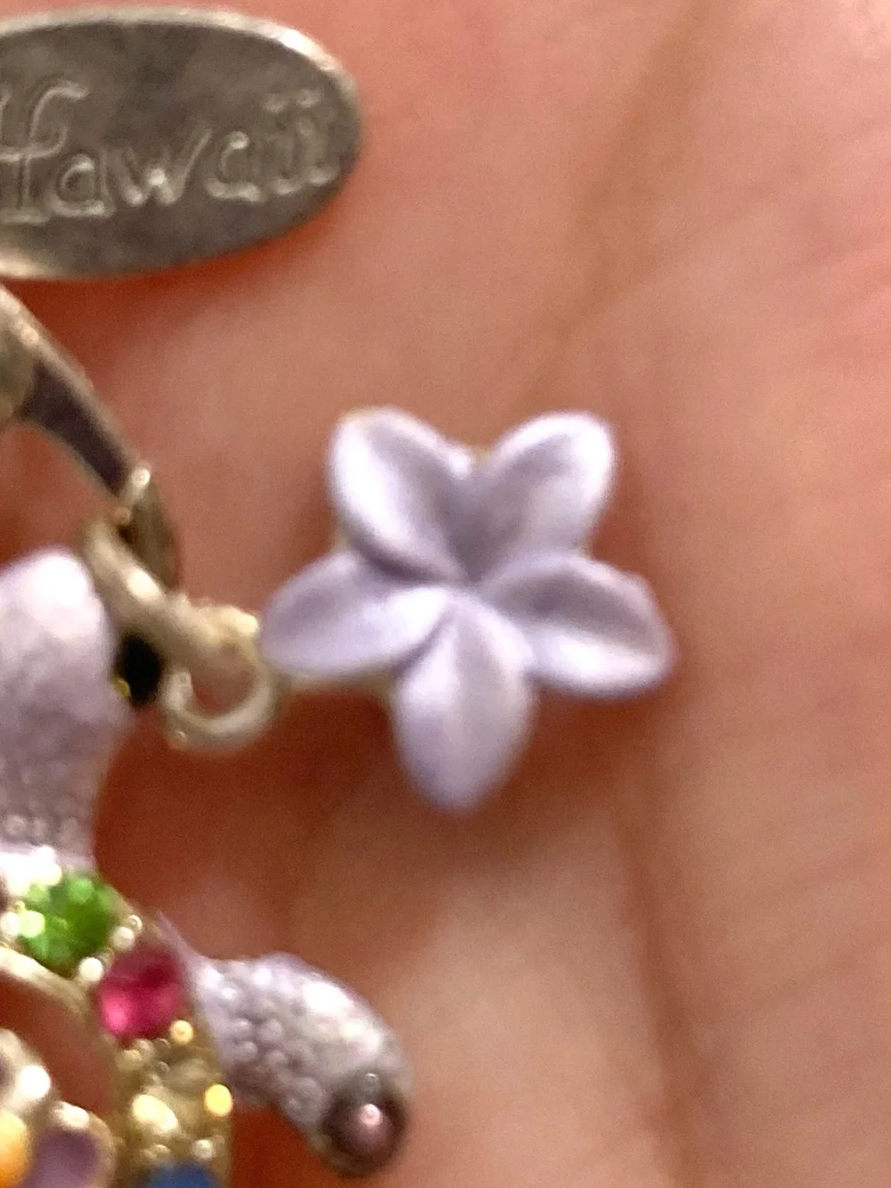 Laule’a Hawaii Purple Turtle flower Charm Phone Strap with Multicolor Rhinestone